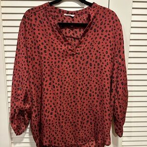 Lush Red and Black Patterned Blouse